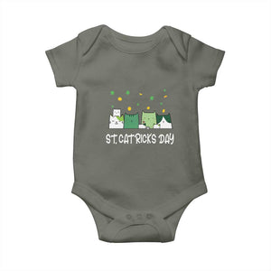St Patrick's Day Cat Lover Baby Onesie Happy St.Catrick's Lucky Family Cats Shamrock TS09 Military Green Print Your Wear