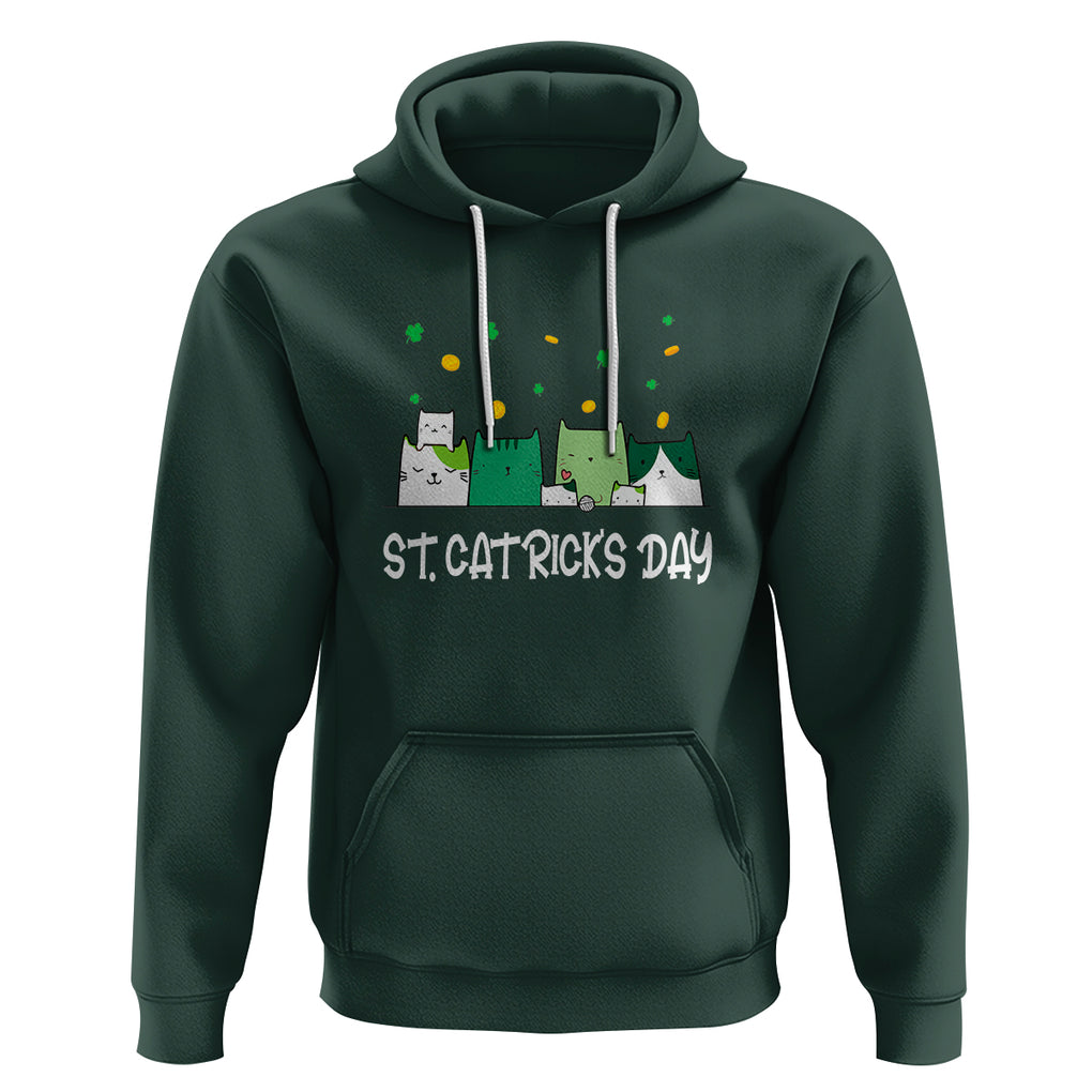 St. Patrick's Day Cat Lover Hoodie Happy St.Catrick's Lucky Family Cats Shamrock TS09 Dark Forest Green Printyourwear