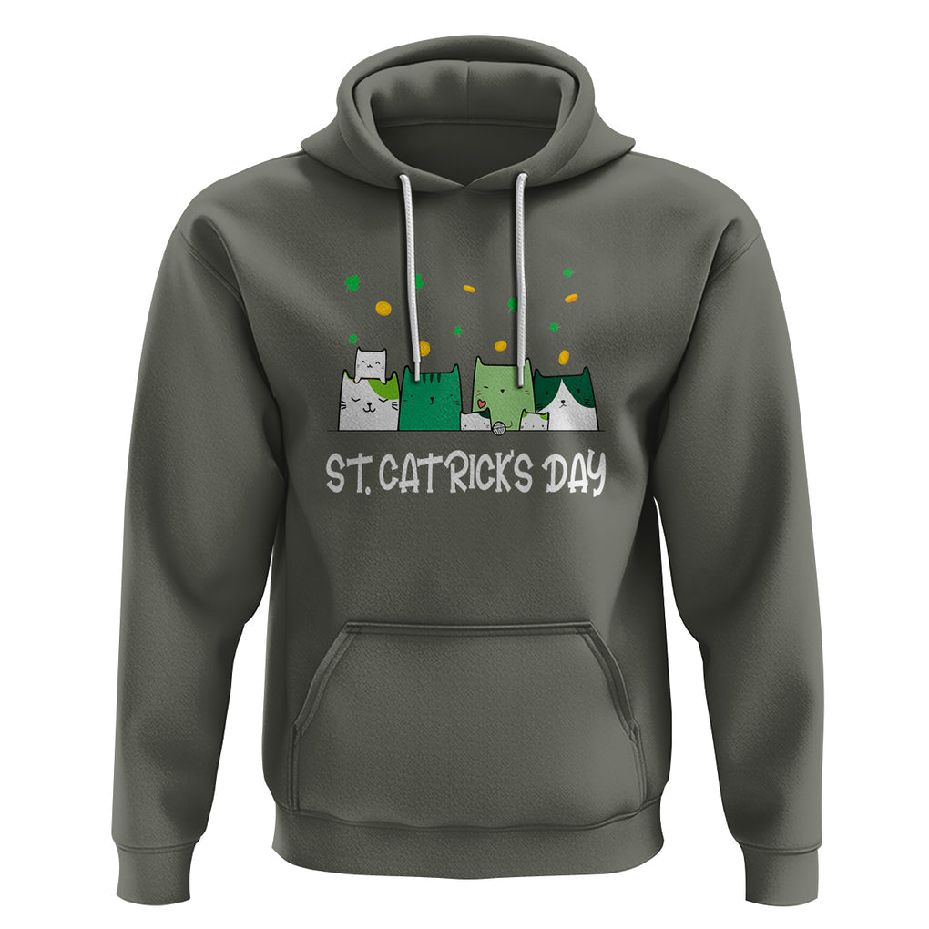 St. Patrick's Day Cat Lover Hoodie Happy St.Catrick's Lucky Family Cats Shamrock TS09 Military Green Printyourwear