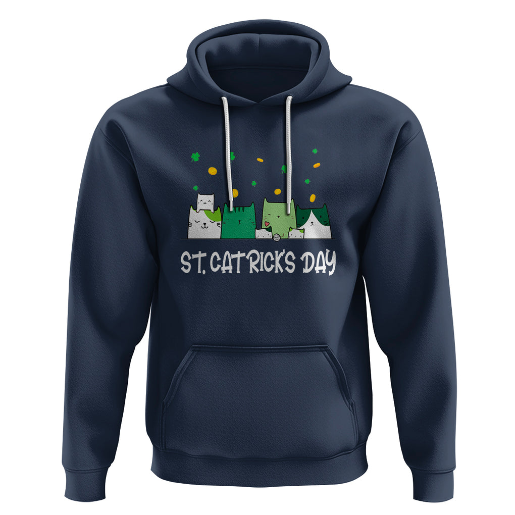 St. Patrick's Day Cat Lover Hoodie Happy St.Catrick's Lucky Family Cats Shamrock TS09 Navy Printyourwear