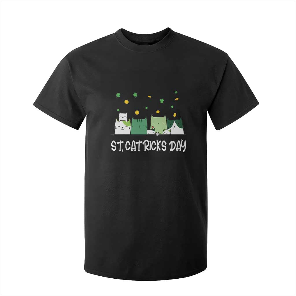St Patrick's Day Cat Lover T Shirt For Kid Happy St.Catrick's Lucky Family Cats Shamrock TS09 Black Print Your Wear