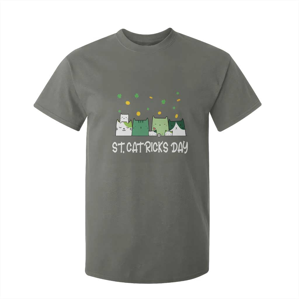 St Patrick's Day Cat Lover T Shirt For Kid Happy St.Catrick's Lucky Family Cats Shamrock TS09 Military Green Print Your Wear