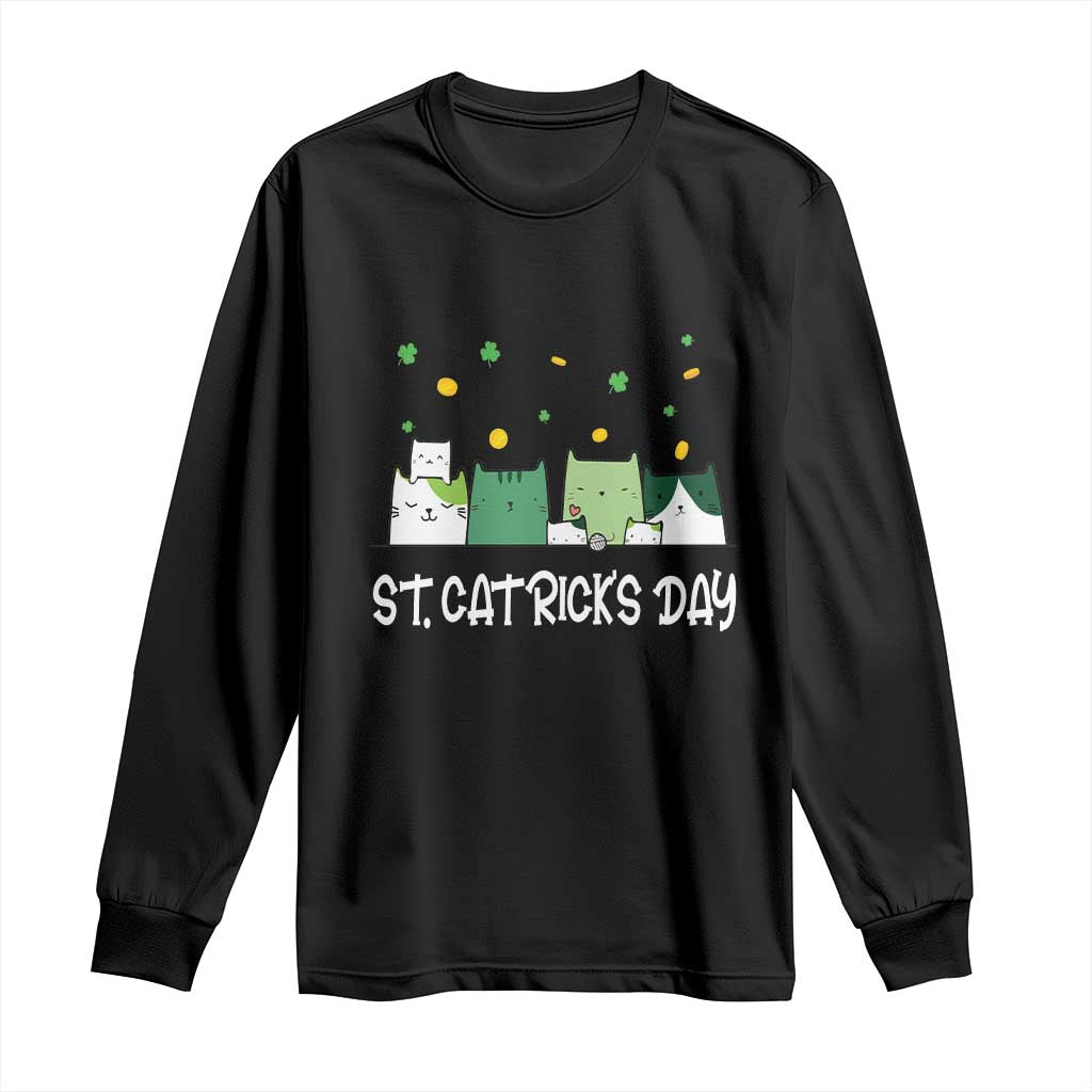 St Patrick's Day Cat Lover Long Sleeve Shirt Happy St.Catrick's Lucky Family Cats Shamrock TS09 Black Print Your Wear