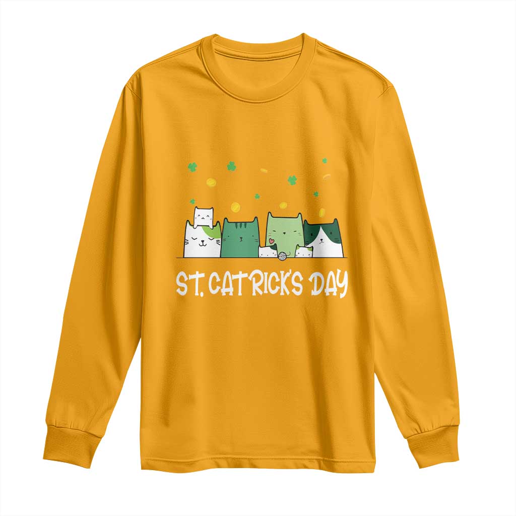 St Patrick's Day Cat Lover Long Sleeve Shirt Happy St.Catrick's Lucky Family Cats Shamrock TS09 Gold Print Your Wear