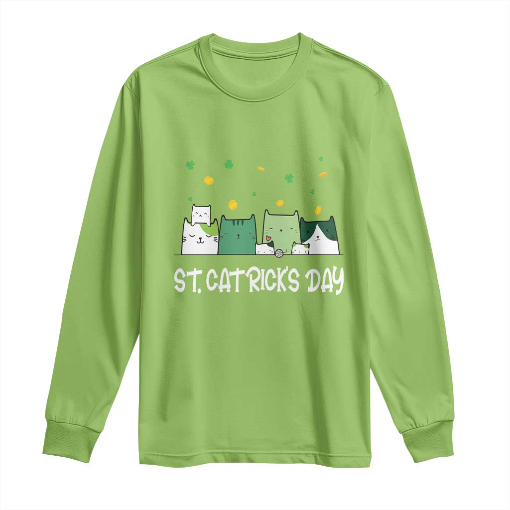 St Patrick's Day Cat Lover Long Sleeve Shirt Happy St.Catrick's Lucky Family Cats Shamrock TS09 Lime Print Your Wear