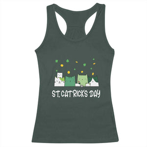 St Patrick's Day Cat Lover Racerback Tank Top Happy St.Catrick's Lucky Family Cats Shamrock TS09 Dark Forest Green Print Your Wear