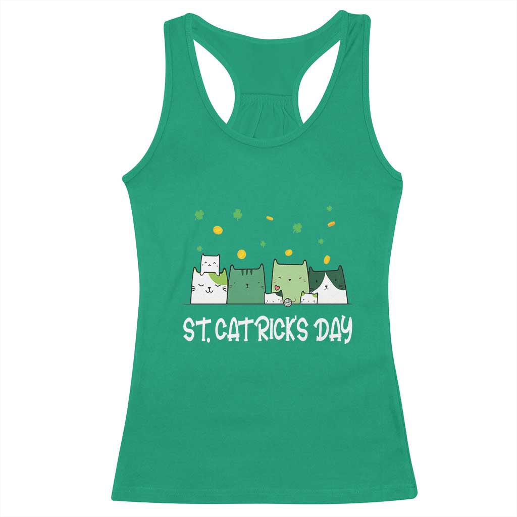 St Patrick's Day Cat Lover Racerback Tank Top Happy St.Catrick's Lucky Family Cats Shamrock TS09 Irish Green Print Your Wear