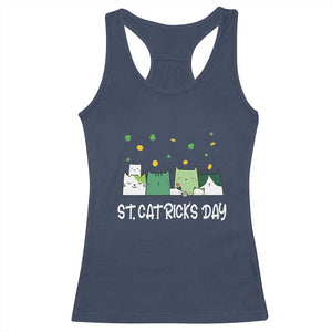 St Patrick's Day Cat Lover Racerback Tank Top Happy St.Catrick's Lucky Family Cats Shamrock TS09 Navy Print Your Wear