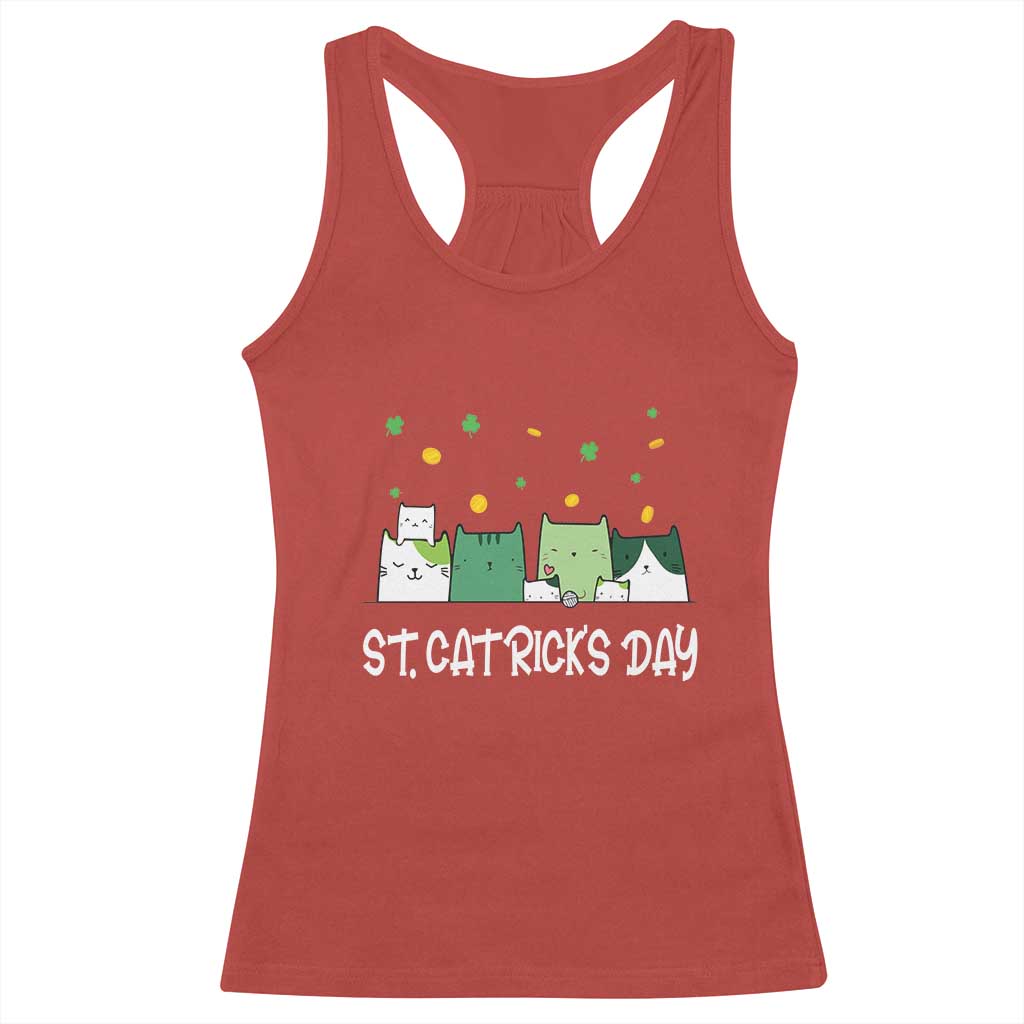 St Patrick's Day Cat Lover Racerback Tank Top Happy St.Catrick's Lucky Family Cats Shamrock TS09 Red Print Your Wear