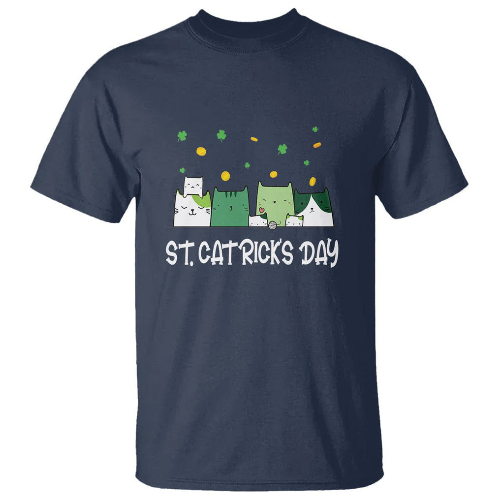 St. Patrick's Day Cat Lover T Shirt Happy St.Catrick's Lucky Family Cats Shamrock TS09 Navy Printyourwear
