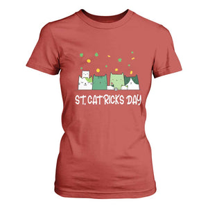 St Patrick's Day Cat Lover T Shirt For Women Happy St.Catrick's Lucky Family Cats Shamrock TS09 Red Print Your Wear