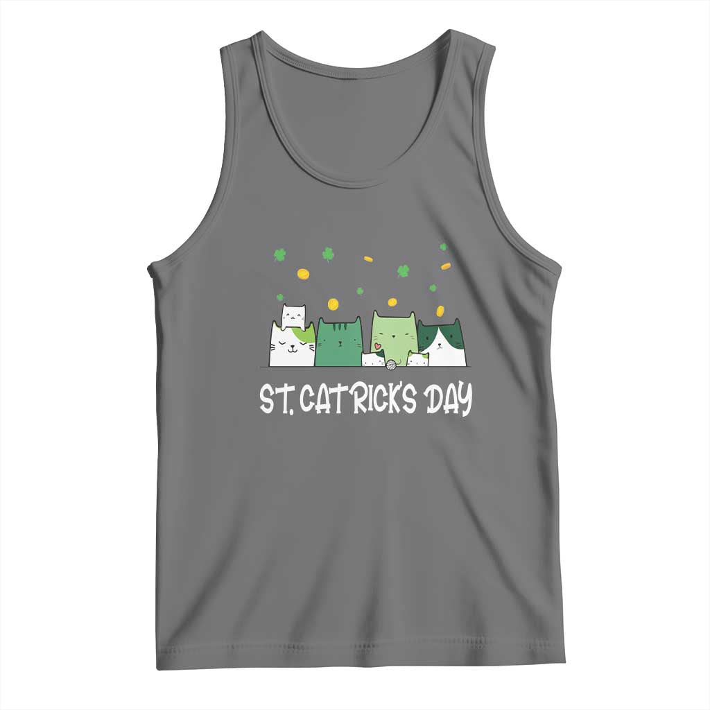 St Patrick's Day Cat Lover Tank Top Happy St.Catrick's Lucky Family Cats Shamrock TS09 Black Heather Print Your Wear