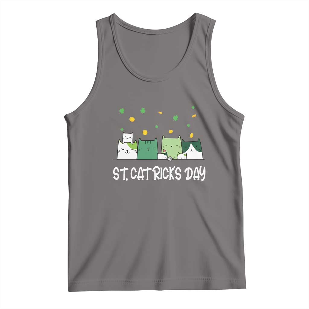 St Patrick's Day Cat Lover Tank Top Happy St.Catrick's Lucky Family Cats Shamrock TS09 Deep Heather Print Your Wear