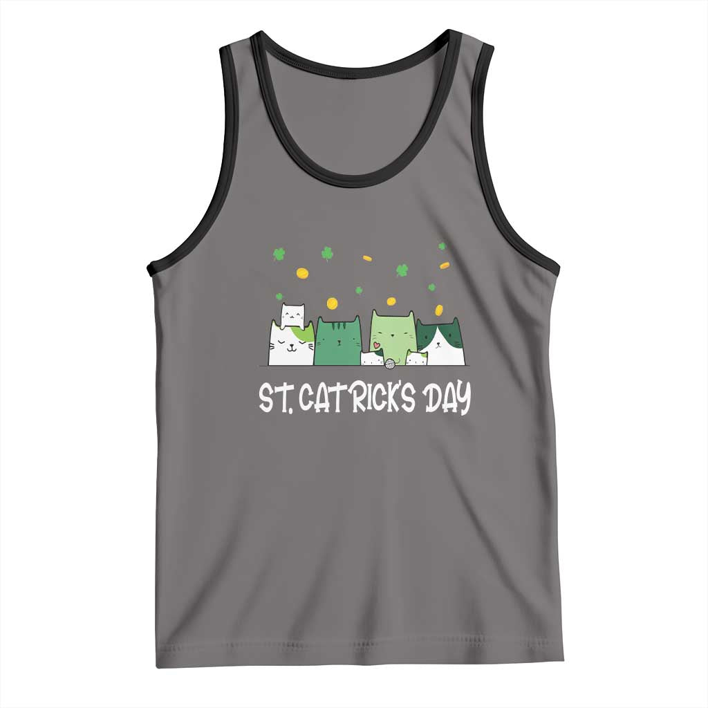 St Patrick's Day Cat Lover Tank Top Happy St.Catrick's Lucky Family Cats Shamrock TS09 Deep Heather Black Print Your Wear