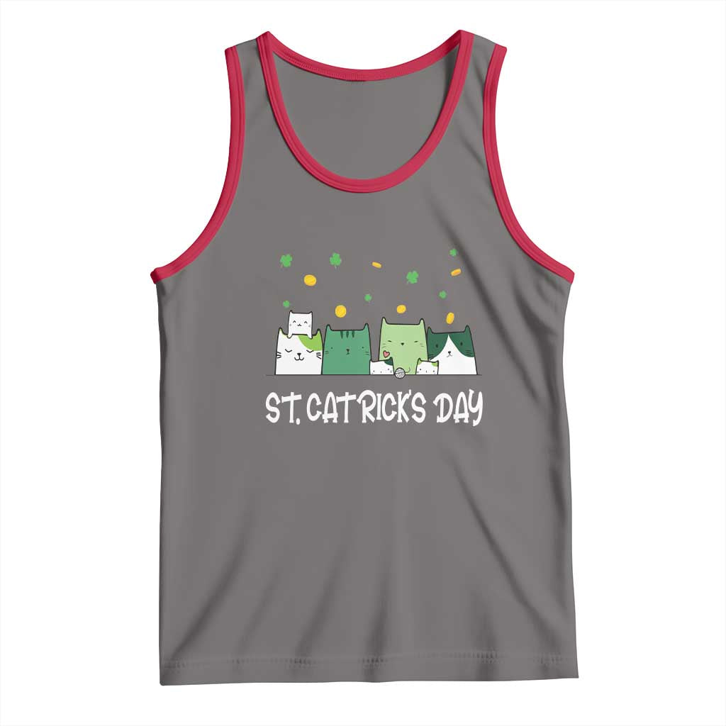 St Patrick's Day Cat Lover Tank Top Happy St.Catrick's Lucky Family Cats Shamrock TS09 Deep Heather Red Print Your Wear