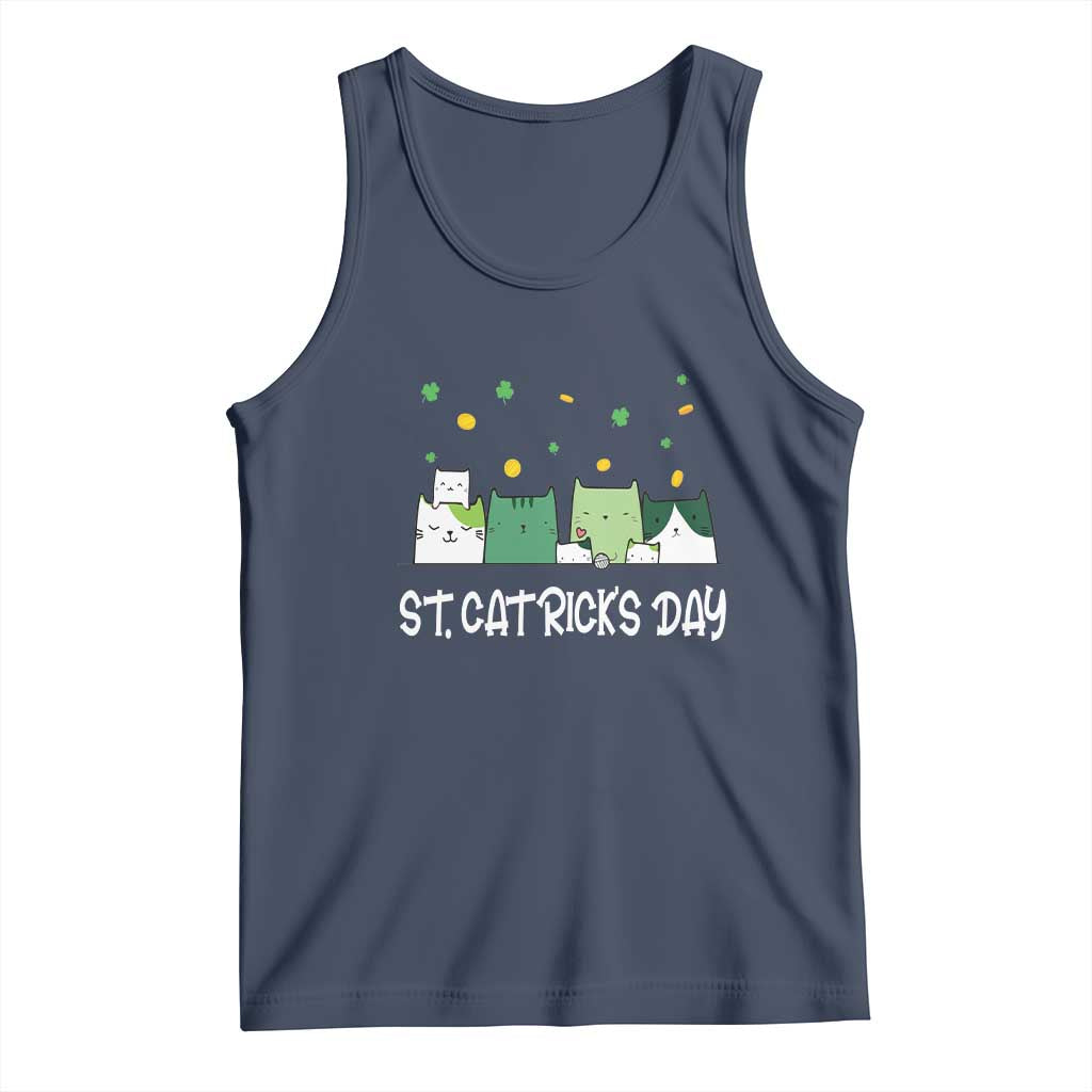St Patrick's Day Cat Lover Tank Top Happy St.Catrick's Lucky Family Cats Shamrock TS09 Navy Print Your Wear