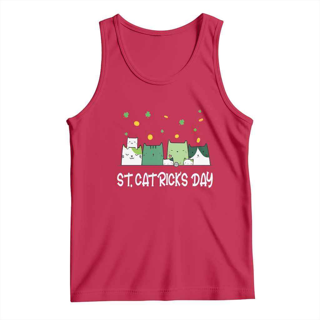 St Patrick's Day Cat Lover Tank Top Happy St.Catrick's Lucky Family Cats Shamrock TS09 Red Print Your Wear