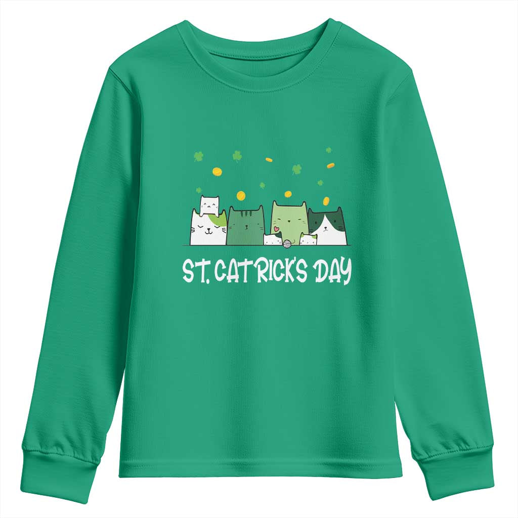 St Patrick's Day Cat Lover Youth Sweatshirt Happy St.Catrick's Lucky Family Cats Shamrock TS09 Irish Green Print Your Wear