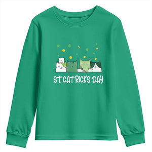 St Patrick's Day Cat Lover Youth Sweatshirt Happy St.Catrick's Lucky Family Cats Shamrock TS09 Irish Green Print Your Wear