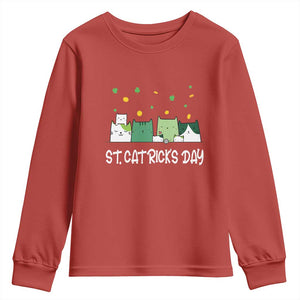St Patrick's Day Cat Lover Youth Sweatshirt Happy St.Catrick's Lucky Family Cats Shamrock TS09 Red Print Your Wear