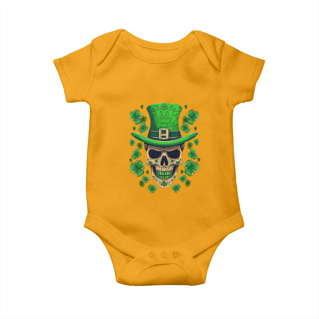 St Patrick's Day Baby Onesie Irish Sugar Skull Lucky Shamrocks Hat TS09 Gold Print Your Wear