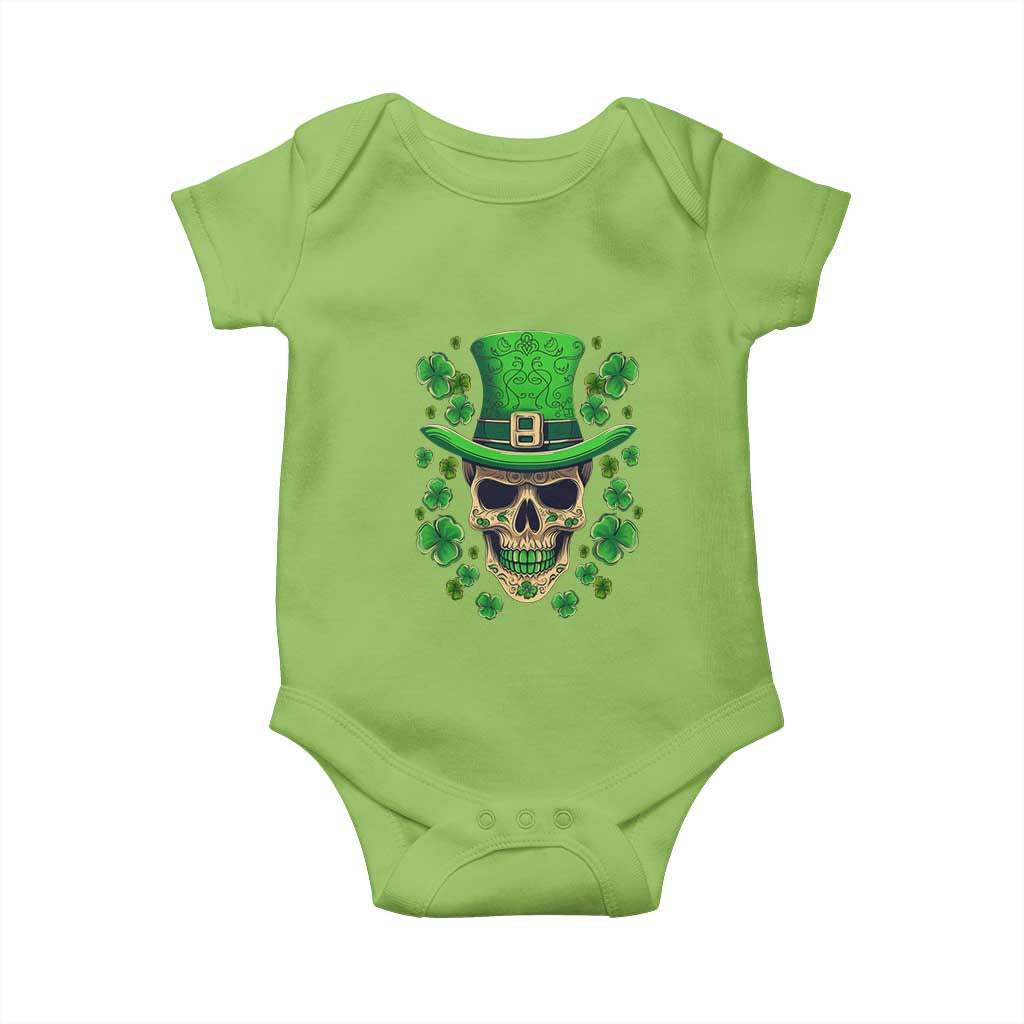 St Patrick's Day Baby Onesie Irish Sugar Skull Lucky Shamrocks Hat TS09 Lime Print Your Wear