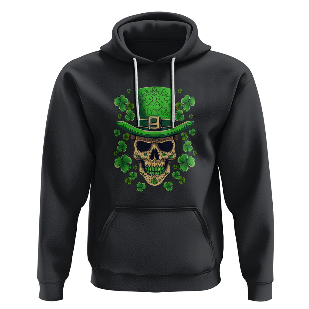 St. Patrick's Day Hoodie Irish Sugar Skull Lucky Hat Shamrocks TS09 Black Printyourwear