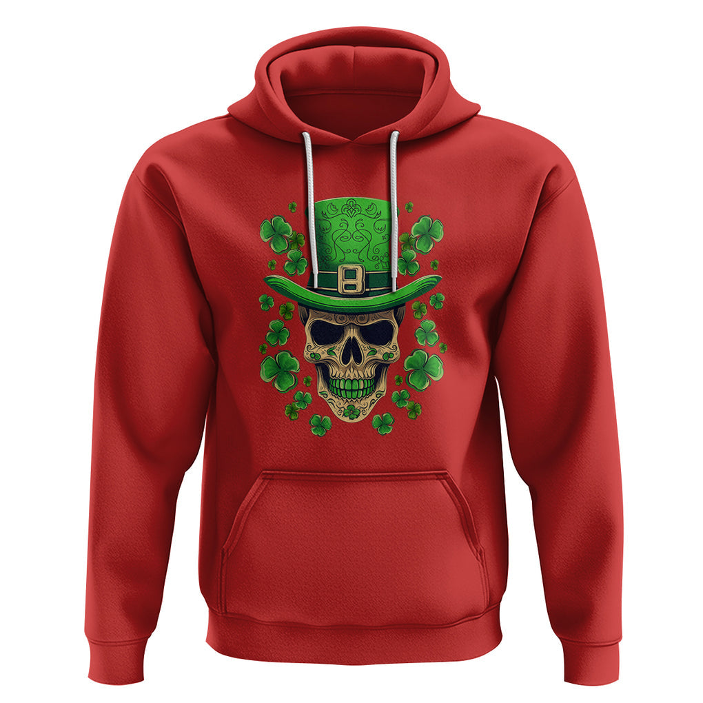 St. Patrick's Day Hoodie Irish Sugar Skull Lucky Hat Shamrocks TS09 Red Printyourwear