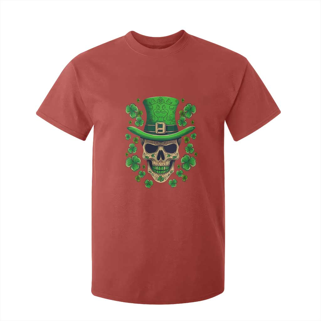 St Patrick's Day T Shirt For Kid Irish Sugar Skull Lucky Shamrocks Hat TS09 Red Print Your Wear