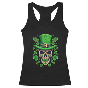 St Patrick's Day Racerback Tank Top Irish Sugar Skull Lucky Shamrocks Hat TS09 Black Print Your Wear