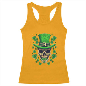 St Patrick's Day Racerback Tank Top Irish Sugar Skull Lucky Shamrocks Hat TS09 Gold Print Your Wear