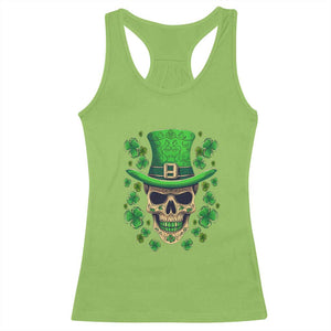 St Patrick's Day Racerback Tank Top Irish Sugar Skull Lucky Shamrocks Hat TS09 Lime Print Your Wear