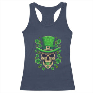 St Patrick's Day Racerback Tank Top Irish Sugar Skull Lucky Shamrocks Hat TS09 Navy Print Your Wear