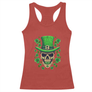 St Patrick's Day Racerback Tank Top Irish Sugar Skull Lucky Shamrocks Hat TS09 Red Print Your Wear