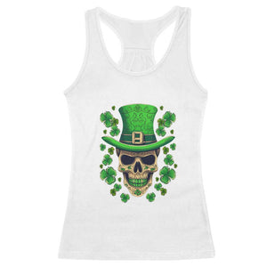 St Patrick's Day Racerback Tank Top Irish Sugar Skull Lucky Shamrocks Hat TS09 White Print Your Wear