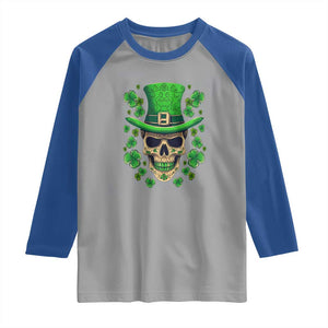 St Patrick's Day Raglan Shirt Irish Sugar Skull Lucky Shamrocks Hat TS09 Sport Gray Royal Print Your Wear