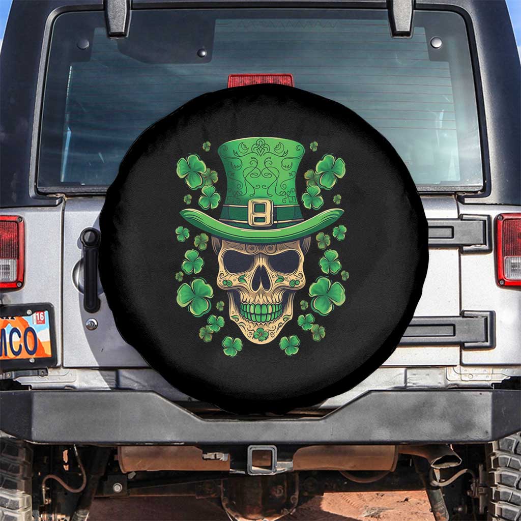 St Patrick's Day Spare Tire Cover Irish Sugar Skull Lucky Shamrocks Hat TS09 No hole Black Print Your Wear