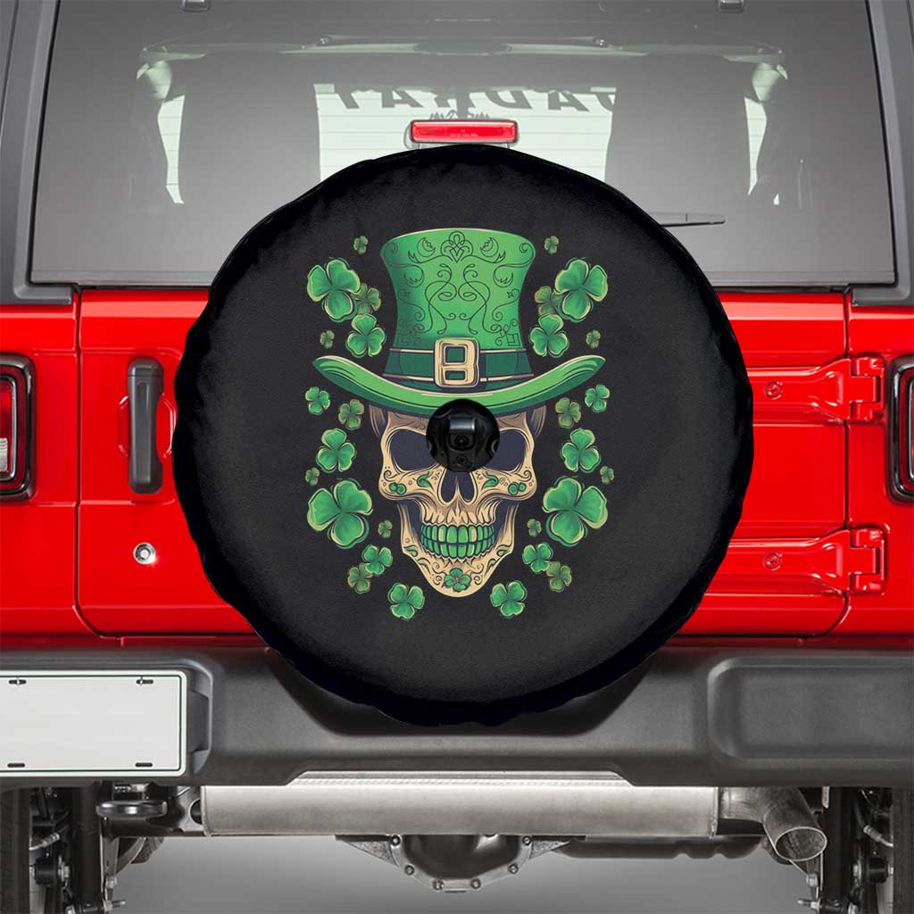 St Patrick's Day Spare Tire Cover Irish Sugar Skull Lucky Shamrocks Hat TS09 Black Print Your Wear