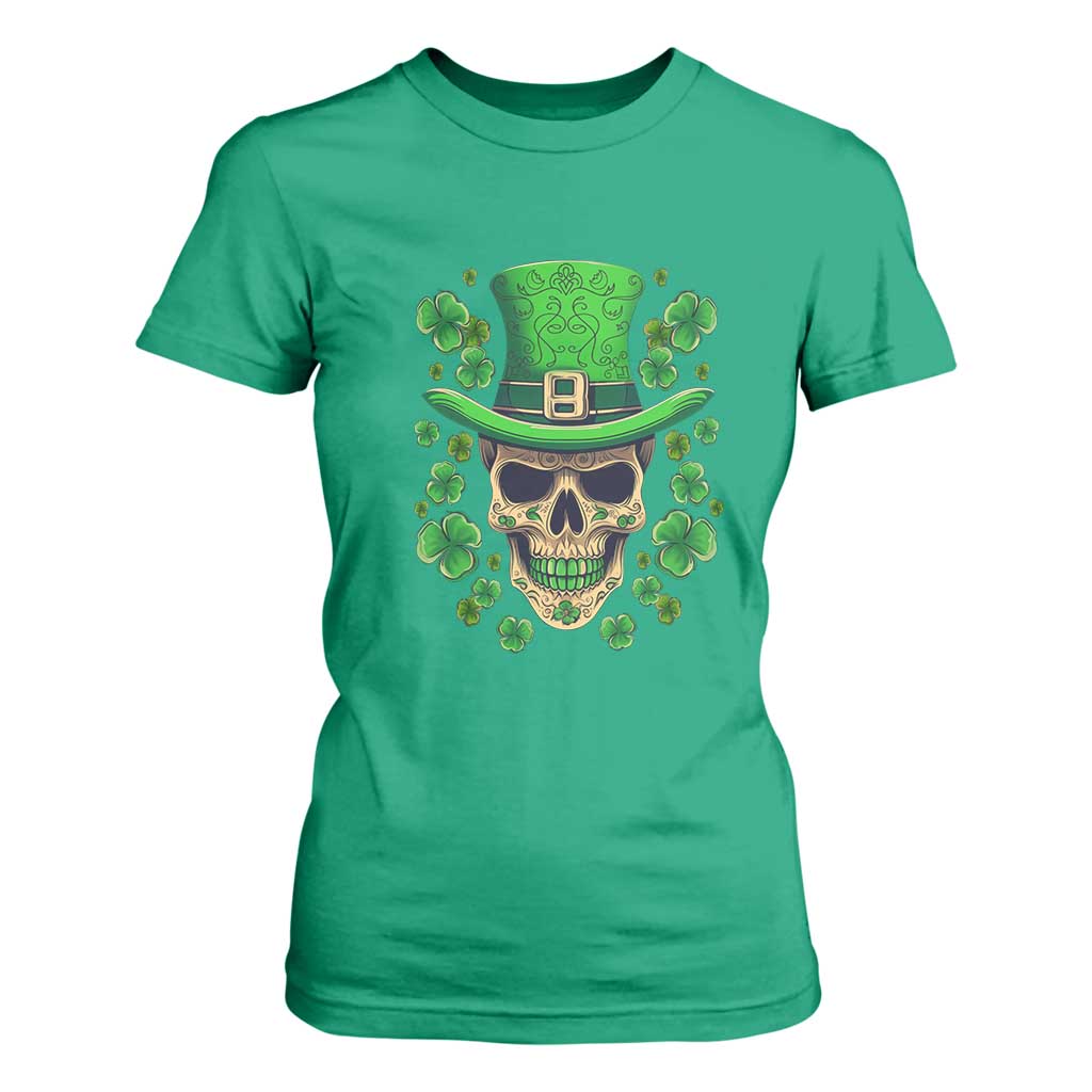St Patrick's Day T Shirt For Women Irish Sugar Skull Lucky Shamrocks Hat TS09 Irish Green Print Your Wear