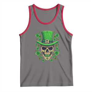 St Patrick's Day Tank Top Irish Sugar Skull Lucky Shamrocks Hat TS09 Deep Heather Red Print Your Wear