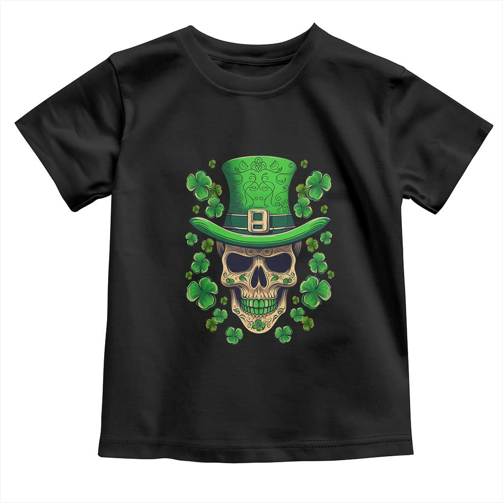 St Patrick's Day Toddler T Shirt Irish Sugar Skull Lucky Shamrocks Hat TS09 Black Print Your Wear