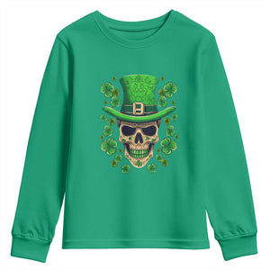 St Patrick's Day Youth Sweatshirt Irish Sugar Skull Lucky Shamrocks Hat TS09 Irish Green Print Your Wear