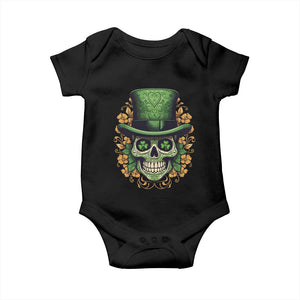 St Patrick's Day Baby Onesie Irish Sugar Skull Lucky Hat Shamrocks TS09 Black Print Your Wear