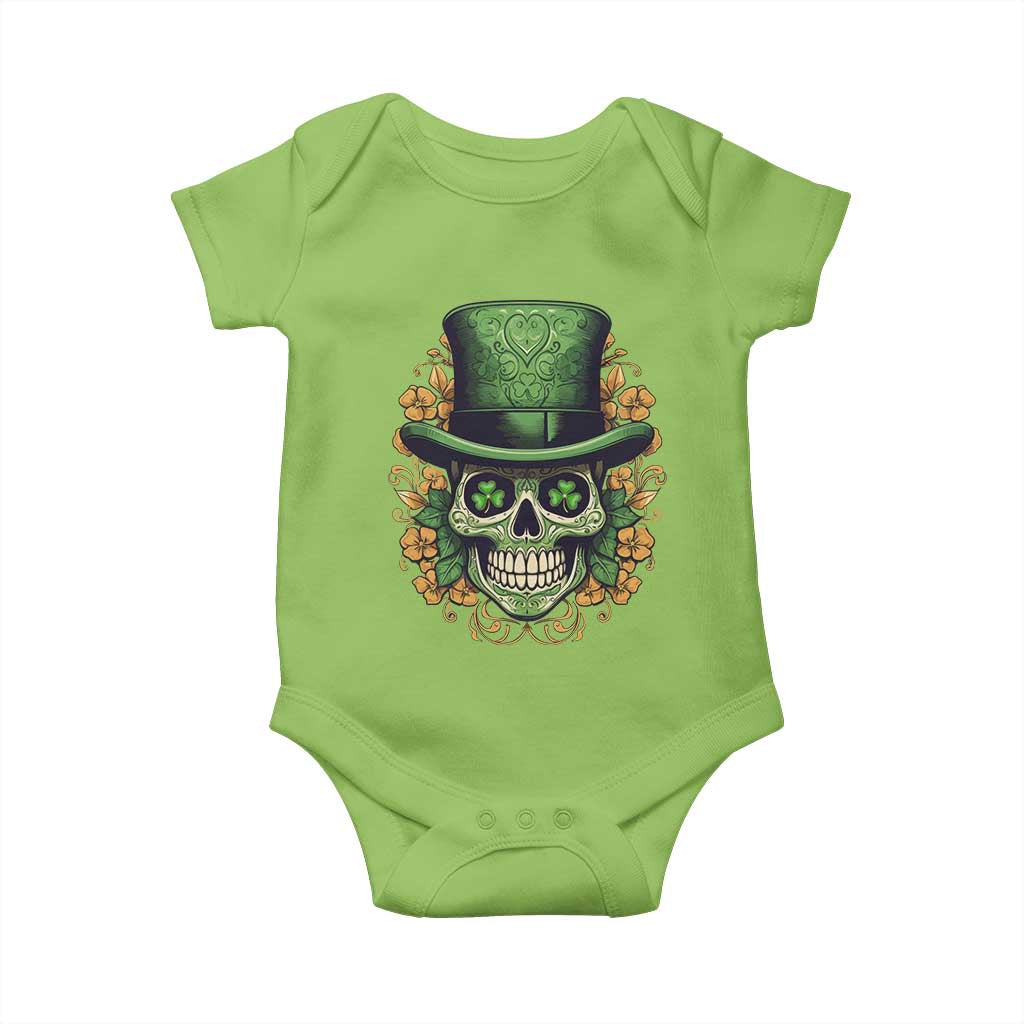 St Patrick's Day Baby Onesie Irish Sugar Skull Lucky Hat Shamrocks TS09 Lime Print Your Wear