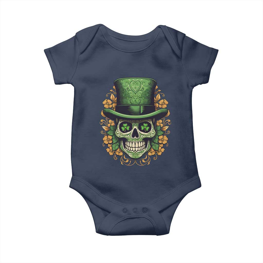 St Patrick's Day Baby Onesie Irish Sugar Skull Lucky Hat Shamrocks TS09 Navy Print Your Wear