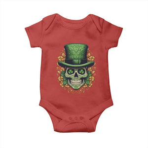 St Patrick's Day Baby Onesie Irish Sugar Skull Lucky Hat Shamrocks TS09 Red Print Your Wear
