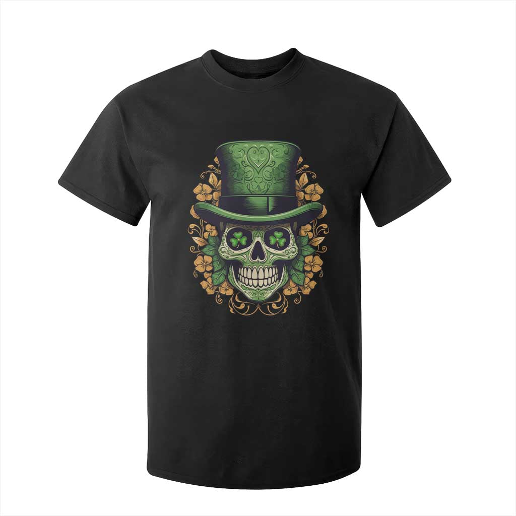 St Patrick's Day T Shirt For Kid Irish Sugar Skull Lucky Hat Shamrocks TS09 Black Print Your Wear