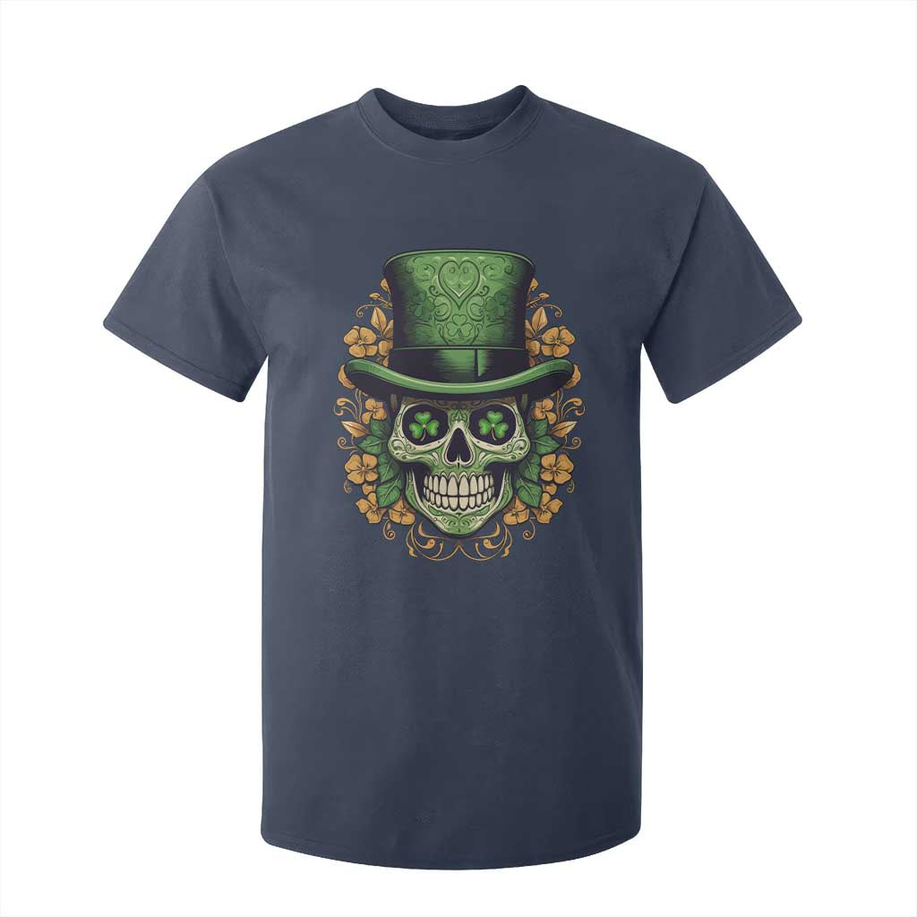 St Patrick's Day T Shirt For Kid Irish Sugar Skull Lucky Hat Shamrocks TS09 Navy Print Your Wear
