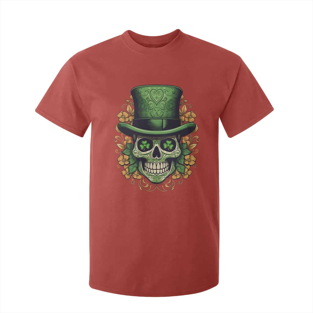 St Patrick's Day T Shirt For Kid Irish Sugar Skull Lucky Hat Shamrocks TS09 Red Print Your Wear