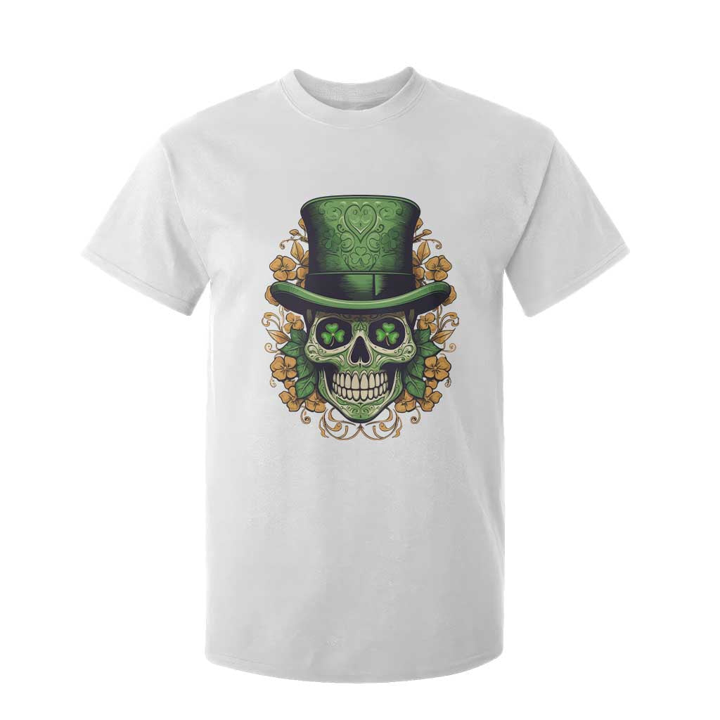St Patrick's Day T Shirt For Kid Irish Sugar Skull Lucky Hat Shamrocks TS09 White Print Your Wear